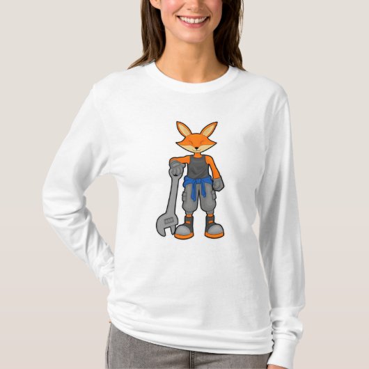Fox als Mechanic met Spanner T-shirt (Voorkant)