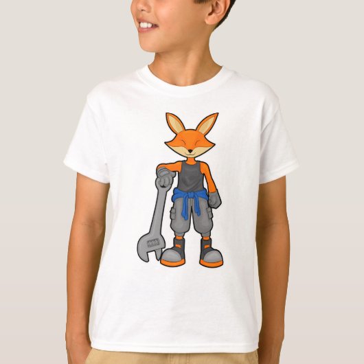 Fox als Mechanic met Spanner T-shirt (Voorkant)
