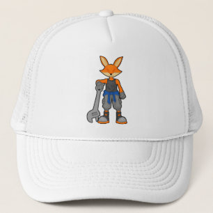 Fox als Mechanic met Spanner Trucker Pet