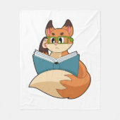 Fox als nerd met boek en bril fleece deken (Voorkant)