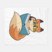 Fox als nerd met boek en bril fleece deken (Voorkant (Horizontaal))
