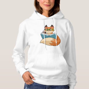 Fox als nerd met boek en bril hoodie