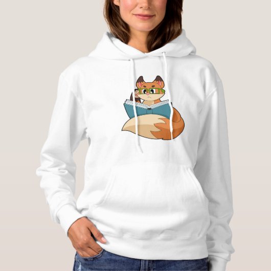 Fox als nerd met boek en bril hoodie (Voorkant)