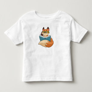 Fox als nerd met boek en bril kinder shirts