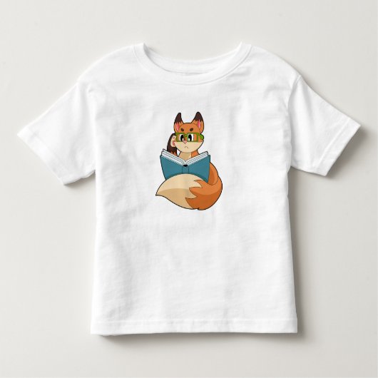 Fox als nerd met boek en bril kinder shirts (Voorkant)