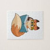Fox als nerd met boek en bril legpuzzel (Horizontaal)