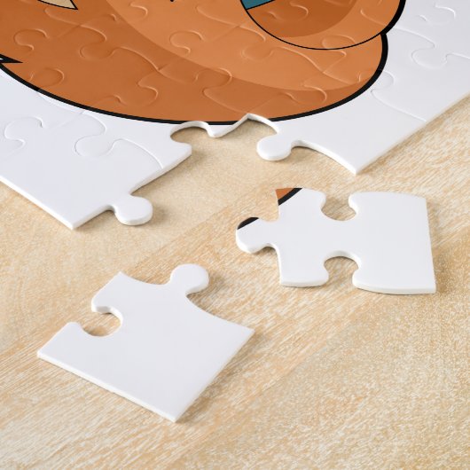 Fox als nerd met boek en bril legpuzzel (Zijkant)