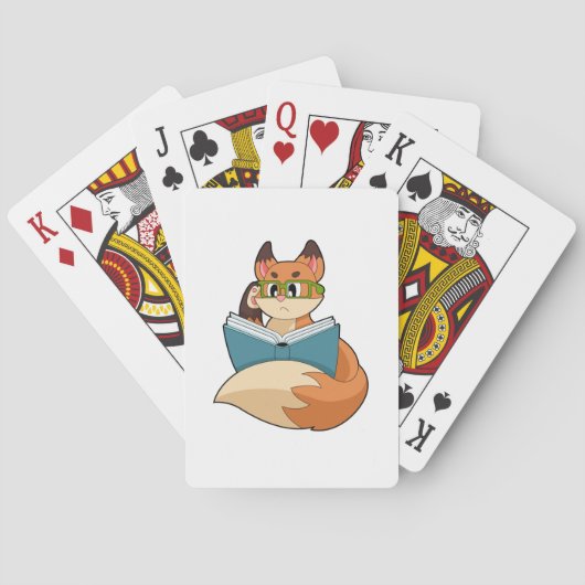 Fox als nerd met boek en bril pokerkaarten (Achterkant)
