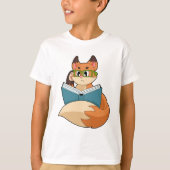 Fox als nerd met boek en bril t-shirt (Voorkant)
