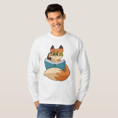 Fox als nerd met boek en bril t-shirt (Voorkant volledig)