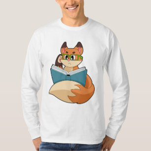 Fox als nerd met boek en bril t-shirt