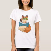 Fox als nerd met boek en bril t-shirt (Voorkant)
