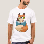Fox als nerd met boek en bril t-shirt (Voorkant)