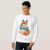 Fox als nerd met boek en bril trui (Voorkant volledig)