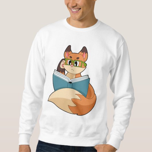 Fox als nerd met boek en bril trui (Voorkant)