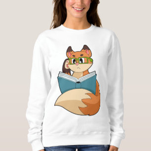 Fox als nerd met boek en bril trui