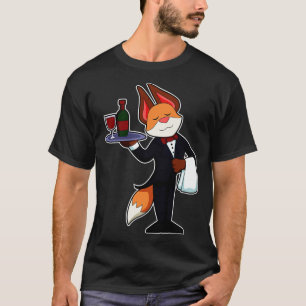Fox als ober met peren en rode wijn t-shirt