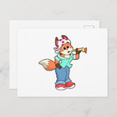 Fox als schilder met penseel en kleur briefkaart (Voorkant / Achterkant)