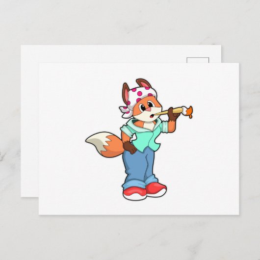 Fox als schilder met penseel en kleur briefkaart (Voorkant / Achterkant)