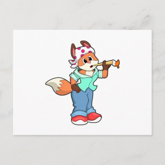 Fox als schilder met penseel en kleur briefkaart (Voorkant)