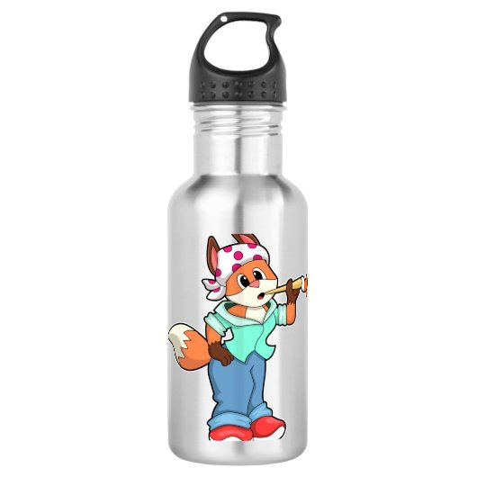 Fox als schilder met penseel en kleur waterfles  (Voorkant)