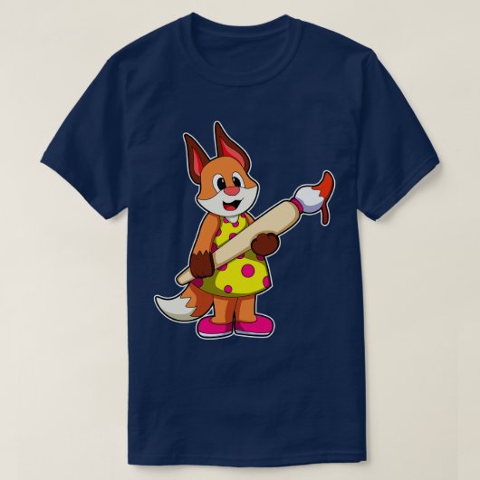 Fox als schilder met penseelverf t-shirt (Design voorkant)