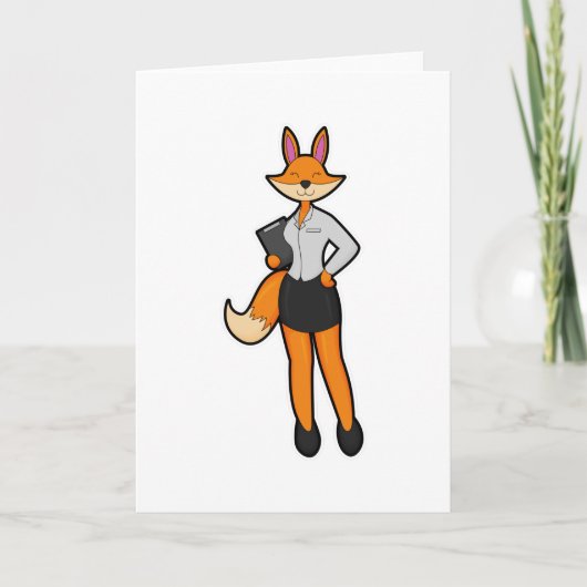 Fox als secretaris met notitieblok kaart (Voorkant)