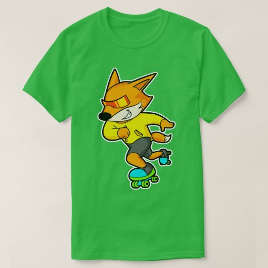 Fox als Skater met Roller schaatsen 1 T-shirt (Design voorkant)