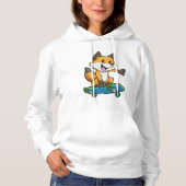 Fox als Skater met skateboard Hoodie (Voorkant)