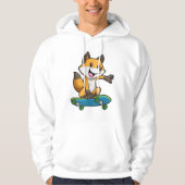 Fox als Skater met skateboard Hoodie (Voorkant)