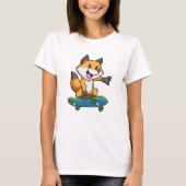 Fox als Skater met skateboard T-shirt (Voorkant)