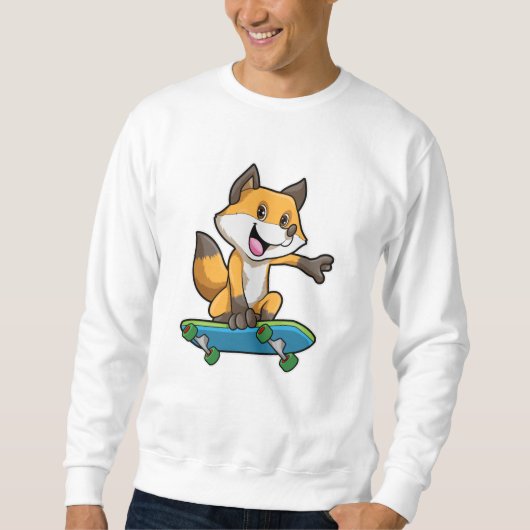 Fox als Skater met skateboard Trui (Voorkant)