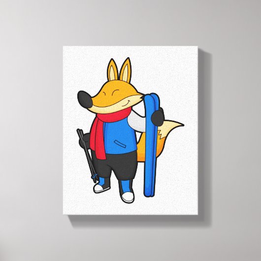 Fox als skiër met skiën canvas afdruk (Voorkant)
