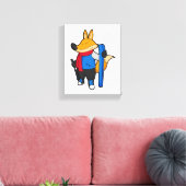 Fox als skiër met skiën canvas afdruk (Insitu (Woonkamer))
