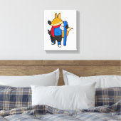 Fox als skiër met skiën canvas afdruk (Insitu (Slaapkamer))