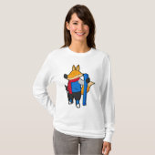 Fox als skiër met skiën t-shirt (Voorkant volledig)