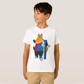 Fox als skiër met skiën t-shirt (Voorkant volledig)
