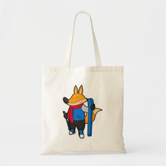 Fox als skiër met skiën tote bag (Voorkant)