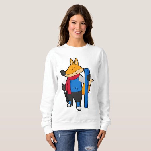 Fox als skiër met skiën trui (Voorkant volledig)