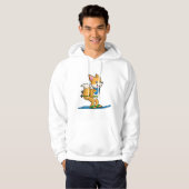 Fox als skiër met skipolen hoodie (Voorkant volledig)