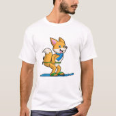 Fox als skiër met skipolen t-shirt (Voorkant)