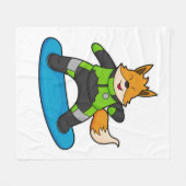 Fox als Snowboarder met Snowboard Fleece Deken (Voorkant (Horizontaal))