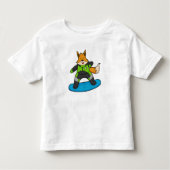 Fox als Snowboarder met Snowboard Kinder Shirts (Voorkant)