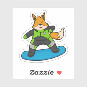 Fox als Snowboarder met Snowboard Sticker