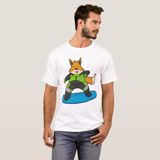 Fox als Snowboarder met Snowboard T-shirt (Voorkant volledig)
