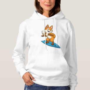Fox als surfer met surfboard hoodie
