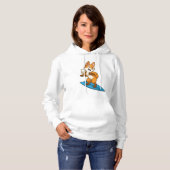 Fox als surfer met surfboard hoodie (Voorkant volledig)