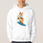 Fox als surfer met surfboard hoodie (Voorkant)