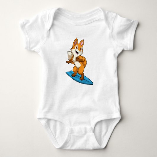 Fox als surfer met surfboard romper (Voorkant)