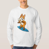 Fox als surfer met surfboard t-shirt (Voorkant)